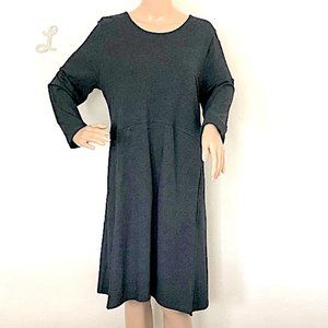 J. Jill Charcoal Gray Dipped-Hem Swing Dress
